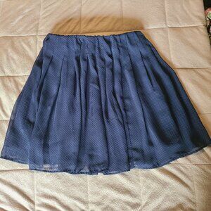 Uniqlo Navy Blue Pleated Skirt with Dots